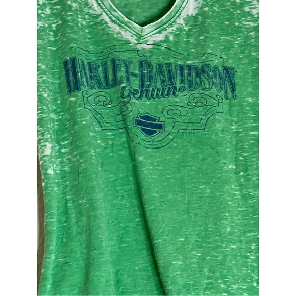 Harley Davidson Women's Green and White T-shirt M - Picture 2 of 4